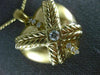 ANTIQUE LARGE .60CT DIAMOND 14KT YELLOW GOLD FILIGREE PUFFED HEART PENDANT 606