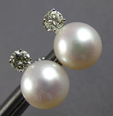 .23CT DIAMOND & AAA SOUTH SEA PEARL 14K WHITE GOLD 3D 8.5MM STUD EARRINGS #28290