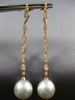 LONG .58CT DIAMOND & SOUTH SEA PEARL 18KT ROSE GOLD TEAR DROP HANGING EARRINGS