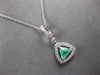 .50CT DIAMOND & AAA EMERALD 18KT WHITE GOLD 3D TRILLION & ROUND FLOATING PENDANT