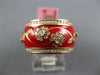 WIDE 1.23CT DIAMOND & RED ENAMEL 18KT ROSE GOLD MULTI FLOWER ETERNITY FUN RING