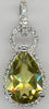 3.22CT DIAMOND & AAA LEMON QUARTZ 14K WHITE GOLD HALO LOVE KNOT FLOATING PENDANT