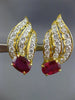 ESTATE LARGE 4.52CT DIAMOND & AAA RUBY 18KT WHITE GOLD LEAF CLIP ON EARRINGS E/F
