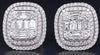 LARGE 4CT DIAMOND 18K WHITE GOLD ROUND BAGUETTE SQUARE DOUBLE HALO STUD EARRINGS