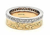 .57CT DIAMOND 18KT 2 TONE GOLD ETERNITY FILIGREE FLORAL WEDDING ANNIVERSARY RING