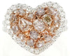 LARGE 2.39CT WHITE & PINK DIAMOND 18KT WHITE & ROSE GOLD HEART SHAPE LOVE RING
