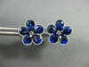 ESTATE LARGE 3.98CT DIAMOND & AAA SAPPHIRE 18KT WHITE GOLD FLOWER STUD EARRINGS