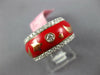 WIDE 1.38CT DIAMOND & RED ENAMEL 18K WHITE GOLD STAR & MOON ETERNITY ETOILE RING