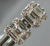 ESTATE .64CT DIAMOND 18KT WHITE GOLD 3D ROUND & BAGUETTE CLUSTER SQUARE EARRINGS