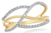 ESTATE .20CT DIAMOND 18KT YELLOW GOLD DOUBLE LEAF CRISS CROSS INFINITY LOVE RING