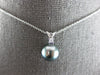 ESTATE .05CT DIAMOND & AAA TAHITIAN PEARL 14KT WHITE GOLD 3D FLOATING PENDANT