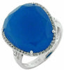 ESTATE LARGE .26CT DIAMOND & AAA BLUE AGATE 14K WHITE GOLD 3D OVAL HALO FUN RING