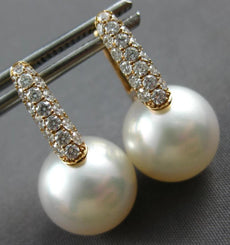 LARGE .61CT DIAMOND & AAA SOUTH SEA PEARL 18KT ROSE GOLD 3 ROW HANGING EARRINGS
