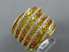 LARGE 3.6CT DIAMOND & AAA RAINBOW YELLOW SAPPHIRE 14K YELLOW GOLD MULTI ROW RING