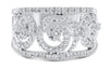ESTATE WIDE .53CT DIAMOND 14KT WHITE GOLD 3D OPEN FILIGREE MULTI FLOWER FUN RING