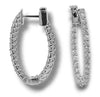 1.1CT DIAMOND 14K WHITE GOLD ROUND CLASSIC INSIDE OUT OVAL HOOP HANGING EARRINGS