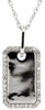 ESTATE .16CT DIAMOND 14KT WHITE GOLD ROUND 3D OCTAGON DOG TAG FLOATING PENDANT