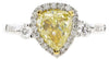 1.70CT WHITE & FANCY YELLOW DIAMOND 18KT 2 TONE GOLD PEAR SHAPE ENGAGEMENT RING