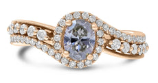 1.35CT WHITE & FANCY COLOR DIAMOND 18KT ROSE GOLD OVAL & ROUND CRISS CROSS RING