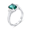 ESTATE LARGE 2.27CT DIAMOND & AAA EMERALD 18K WHITE GOLD SQUARE & TRAPEZOID RING