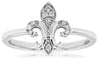 ESTATE .07CT DIAMOND 14KT WHITE GOLD 3D FILIGREE FLEUR DE LIS FUN RING