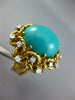 ANTIQUE EXTRA LARGE 15.90CT DIAMOND & AAA TURQUOISE 18KT YELLOW GOLD OVAL RING
