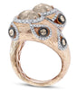 EXTRA LARGE 4.2CT WHITE ROSE CUT & MULTI COLOR DIAMOND 18KT ROSE GOLD SNAKE RING