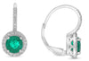 1.96CT DIAMOND & AAA EMERALD 18KT WHITE GOLD CLASSIC LEVERBACK HANGING EARRINGS