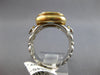 LARGE 3.2CT DIAMOND & AAA AQUAMARINE 14K 2 TONE GOLD CUSHION ROUND 3 STONE RING