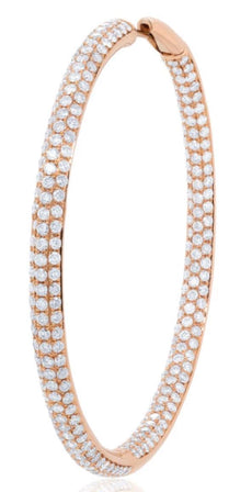 LARGE 6.83CT DIAMOND 18KT ROSE GOLD 3D CLASSIC 3 ROW INSIDE OUT HANGING EARRINGS