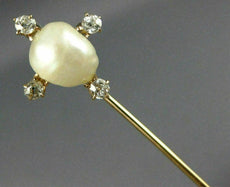 ANTIQUE .25CT OLD MINE DIAMOND AAA PEARL 14K YELLOW GOLD FLOWER LAPEL PIN #26533