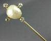 ANTIQUE .25CT OLD MINE DIAMOND AAA PEARL 14K YELLOW GOLD FLOWER LAPEL PIN #26533