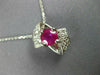ESTATE 1.21CT DIAMOND & AAA RUBY 14KT WHITE GOLD 3D BOW CLUSTER PENDANT #1131
