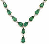 LARGE 36.17CT DIAMOND & AAA EMERALD 18KT 2 TONE GOLD TRAPEZOID & ROUND NECKLACE