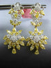 ESTATE LARGE 9.1CT WHITE & FANCY YELLOW DIAMOND 18K GOLD FLOWER HANGING EARRINGS