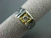 ESTATE .20CT OLD MINE DIAMOND 14KT TWO TONE GOLD SQUARE MENS GYPSY RING #1234