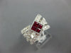 LARGE 1.52CT DIAMOND & AAA RUBY 14K WHITE GOLD 3D PRINCESS CRISS CROSS LOVE RING