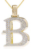 ESTATE LARGE 1.61CT DIAMOND 14KT YELLOW GOLD 3D B INITIAL FUN FLOATING PENDANT