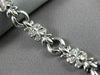 ANTIQUE WIDE .64CT DIAMOND 14KT WHITE GOLD 3D LINK FLORAL LOVE BRACELET #11573