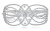 EXTRA LARGE 6.97CT DIAMOND 18KT WHITE GOLD FLORAL INFINITY CUFF BANGLE BRACELET