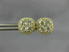 ESTATE LARGE 1.18CT DIAMOND 18K YELLOW GOLD 3D CLUSTER SQUARE HALO STUD EARRINGS