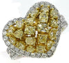 LARGE 2.95CT WHITE & FANCY YELLOW DIAMOND 18KT 2 TONE MULTI SHAPE CLUSTER RING