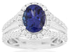 2.82CT DIAMOND & AAA TANZANITE 14KT WHITE GOLD 3D OVAL & ROUND ENGAGEMENT RING