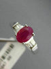 ESTATE .70CT DIAMOND & AAA RUBY 14KT WHITE GOLD 3D OVAL BAGUETTE ENGAGEMENT RING