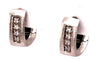 ESTATE .06CT DIAMOND 18KT WHITE GOLD 4 STONE HUGGIE MATTE HOOP HANGING EARRINGS
