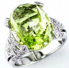 LARGE 11.55CT DIAMOND & AAA LEMON QUARTZ 14KT WHITE GOLD OVAL FILIGREE FUN RING