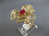 EXTRA LARGE 2.80CT DIAMOND & AAA RUBY 14K YELLOW GOLD 3D PEAR SHAPE & ROUND RING