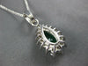 1.96CT DIAMOND & COLOMBIAN EMERALD 14K WHITE GOLD PEAR SHAPE HALO PENDANT #27053
