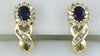 1.28CT DIAMOND & AAA SAPPHIRE 14KT YELLOW GOLD OVAL X CLIP ON HANGING EARRINGS