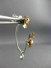 ESTATE .27CT DIAMOND 18KT WHITE & ROSE GOLD 3D FLOWER SOLITAIRE HANGING EARRINGS